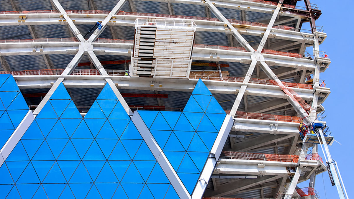 Aldar tower structural frame under construction